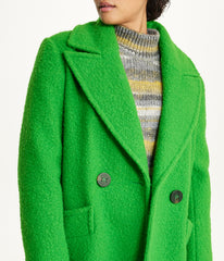 Notch Collar Double Breasted Boucle Coat Kelly Green