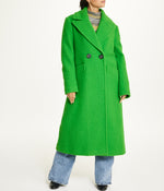 Notch Collar Double Breasted Boucle Coat Kelly Green