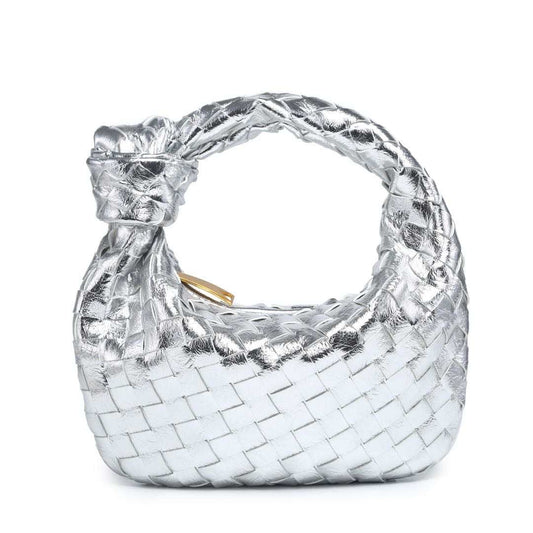 Ava Knotted Woven Metallic Silver Bells