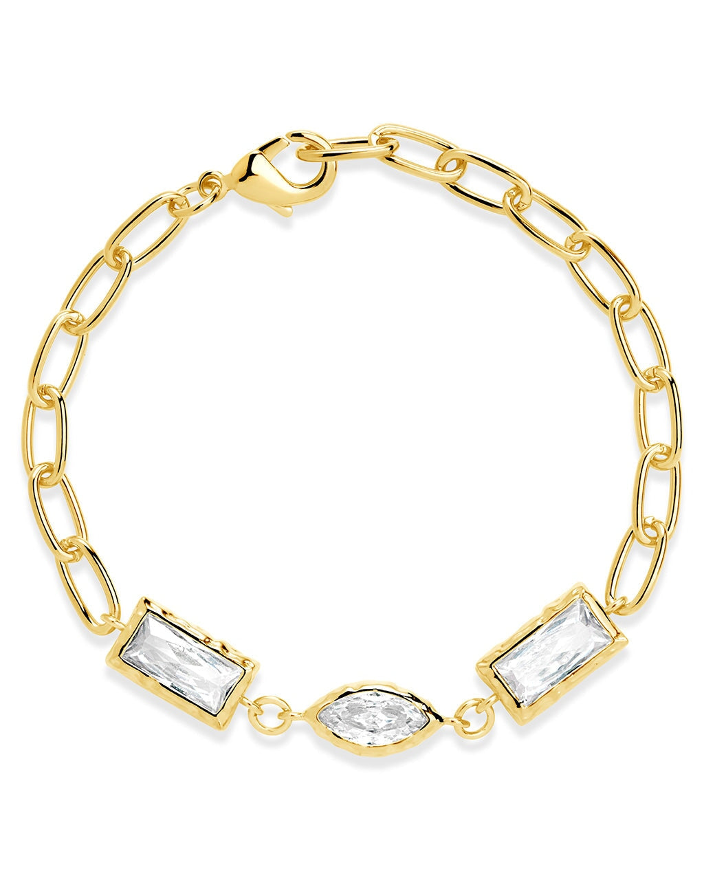  Sterling Forever Tate CZ Chain Bracelet - Gold - Bonton