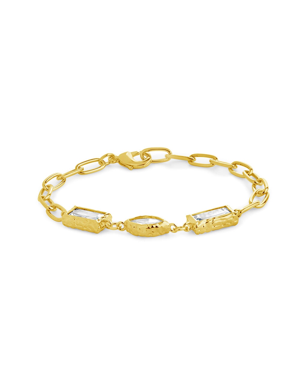  Sterling Forever Tate CZ Chain Bracelet - Gold - Bonton