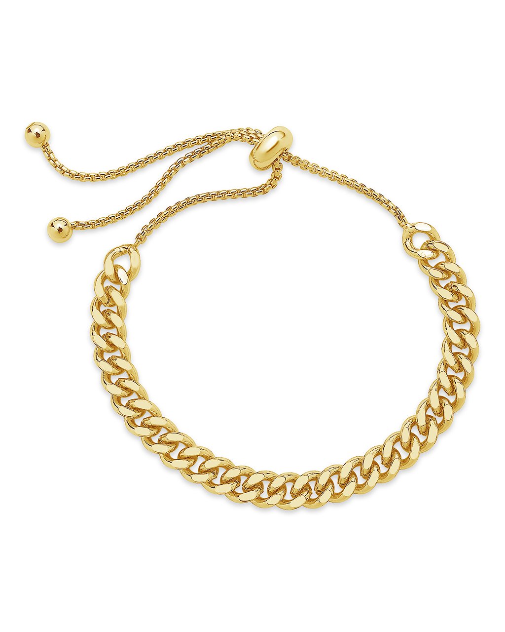  Sterling Forever Chain Link Bracelet with Slide Knot - Gold - Bonton