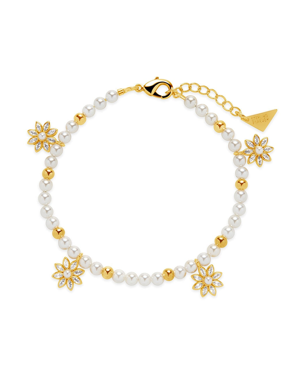  Sterling Forever Esti Pearl Bracelet - Gold - Bonton