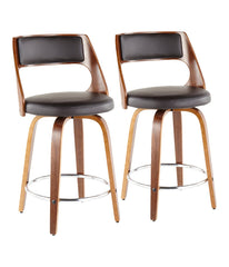 Cecina 24.5'' Counter Stool - Set of 2 Walnut, Brown & Chrome