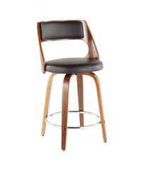 Cecina 24.5'' Counter Stool - Set of 2 Walnut, Brown & Chrome