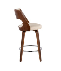 Cecina 24.5'' Counter Stool - Set of 2 Walnut, Cream & Chrome