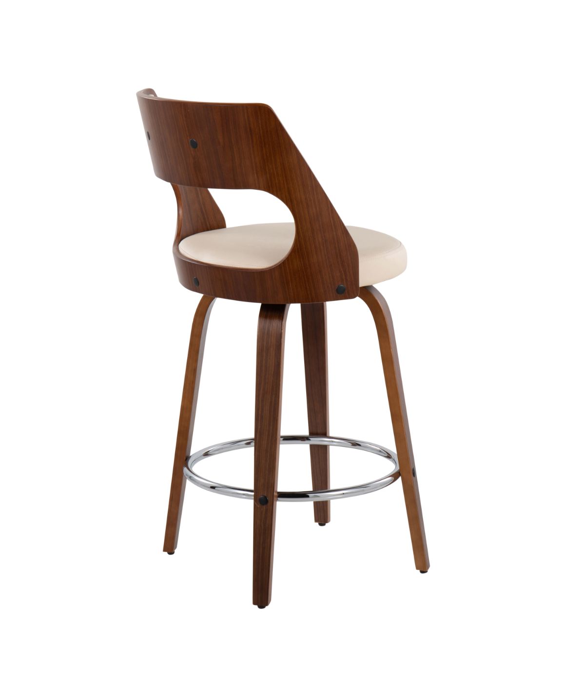  LumiSource Cecina 24.5'' Counter Stool - Set of 2 Walnut, Cream & Chrome - Walnut, Cream & Chrome - Bonton