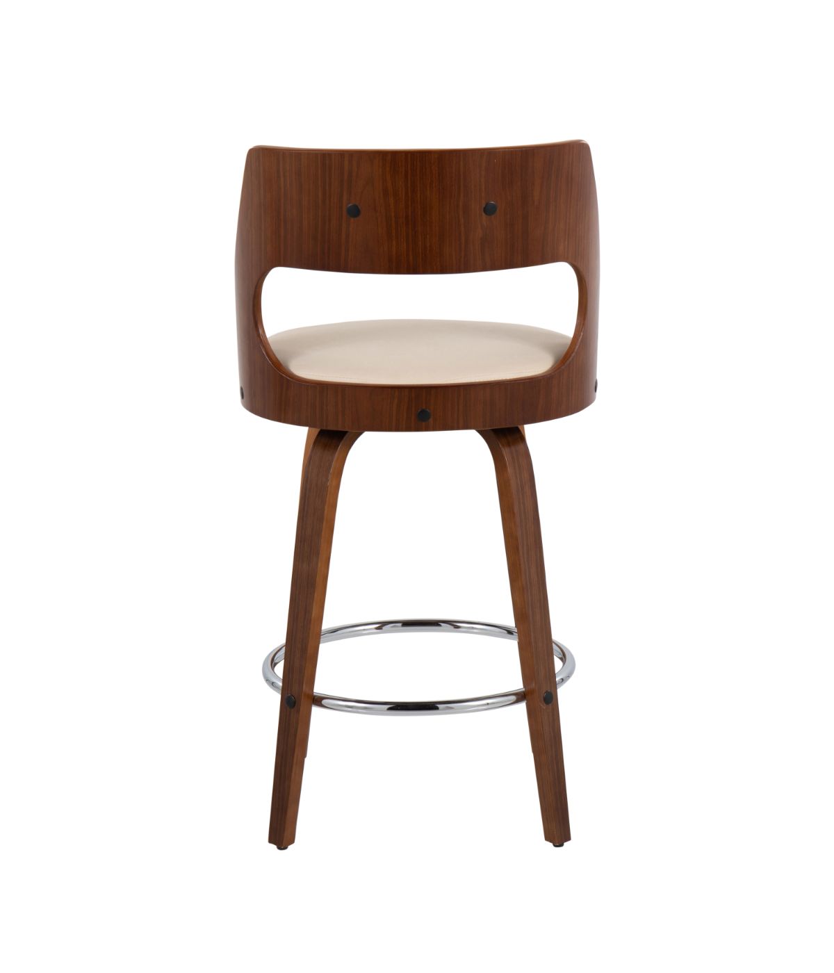  LumiSource Cecina 24.5'' Counter Stool - Set of 2 Walnut, Cream & Chrome - Walnut, Cream & Chrome - Bonton