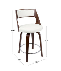 Cecina 24.5'' Counter Stool - Set of 2 Walnut, Cream & Chrome