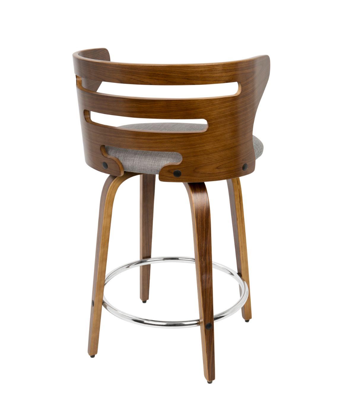 Cosini 24" Fixed Height Counter Stool - Set of 2 Walnut, Grey & Chrome