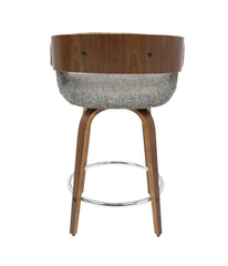 Elisa Counter Stool - Set of 2 Walnut, Grey & Chrome