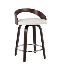 Grotto 25" Counter Stool - Set of 2 Cherry, White & Chrome