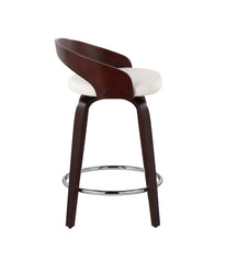 Grotto 25" Counter Stool - Set of 2 Cherry, White & Chrome