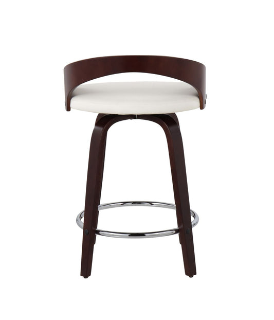 Grotto 25" Counter Stool - Set of 2 Cherry, White & Chrome