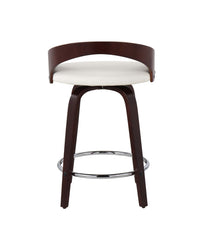 Grotto 25" Counter Stool - Set of 2 Cherry, White & Chrome