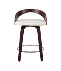 Grotto 25" Counter Stool - Set of 2 Cherry, White & Chrome