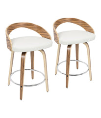 Grotto 25" Counter Stool - Set of 2 Zebra, White & Chrome