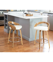 Grotto 25" Counter Stool - Set of 2 Zebra, White & Chrome