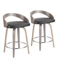 Grotto Counter Stool - Set of 2 Light Grey, Black & Chrome