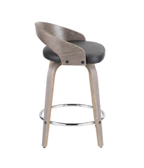 Grotto Counter Stool - Set of 2 Light Grey, Black & Chrome