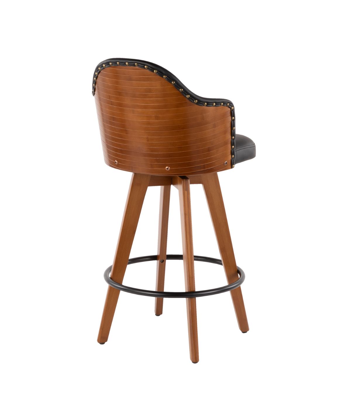  LumiSource Ahoy Counter Stool Walnut, Black & Brass - Walnut, Black & Brass - Bonton