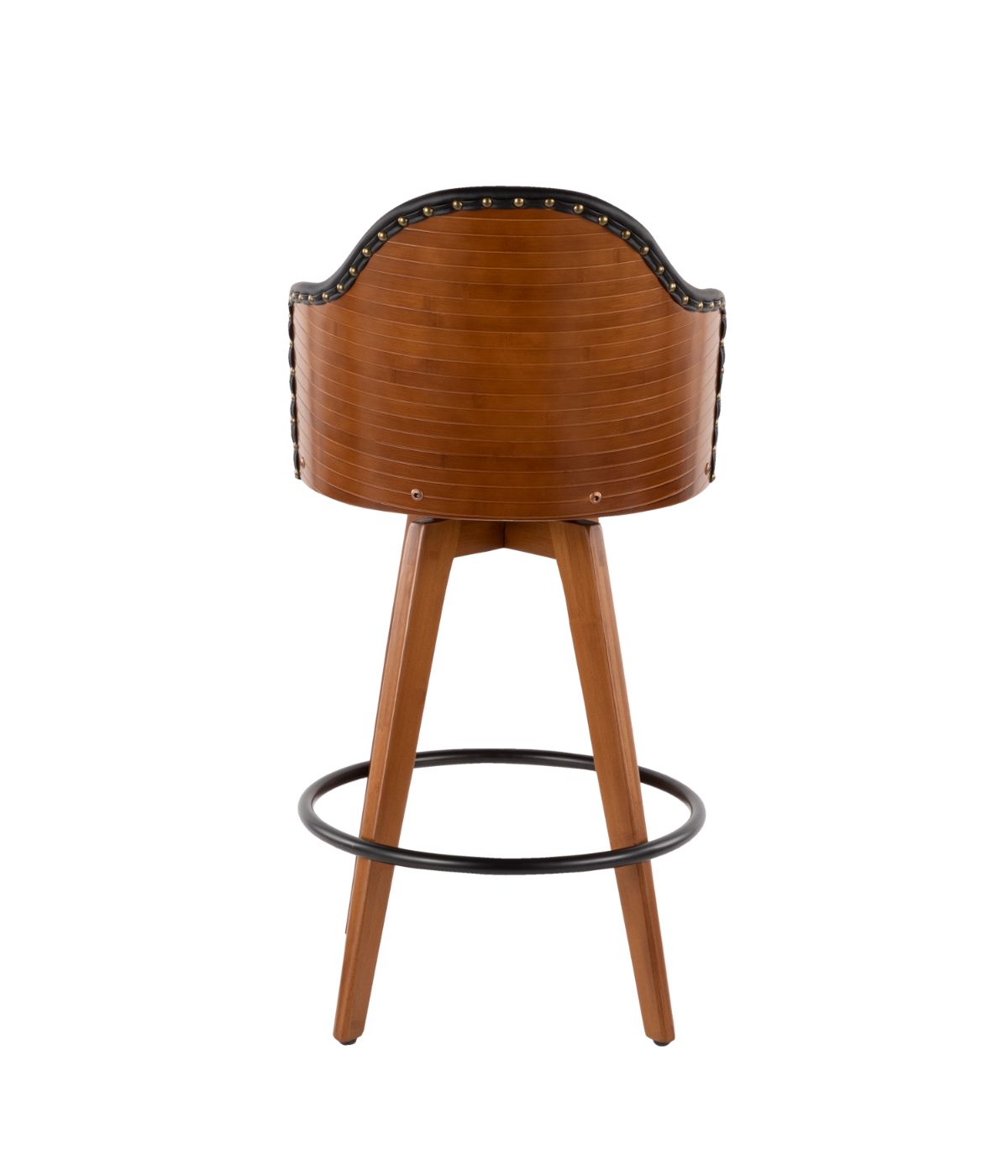  LumiSource Ahoy Counter Stool Walnut, Black & Brass - Walnut, Black & Brass - Bonton