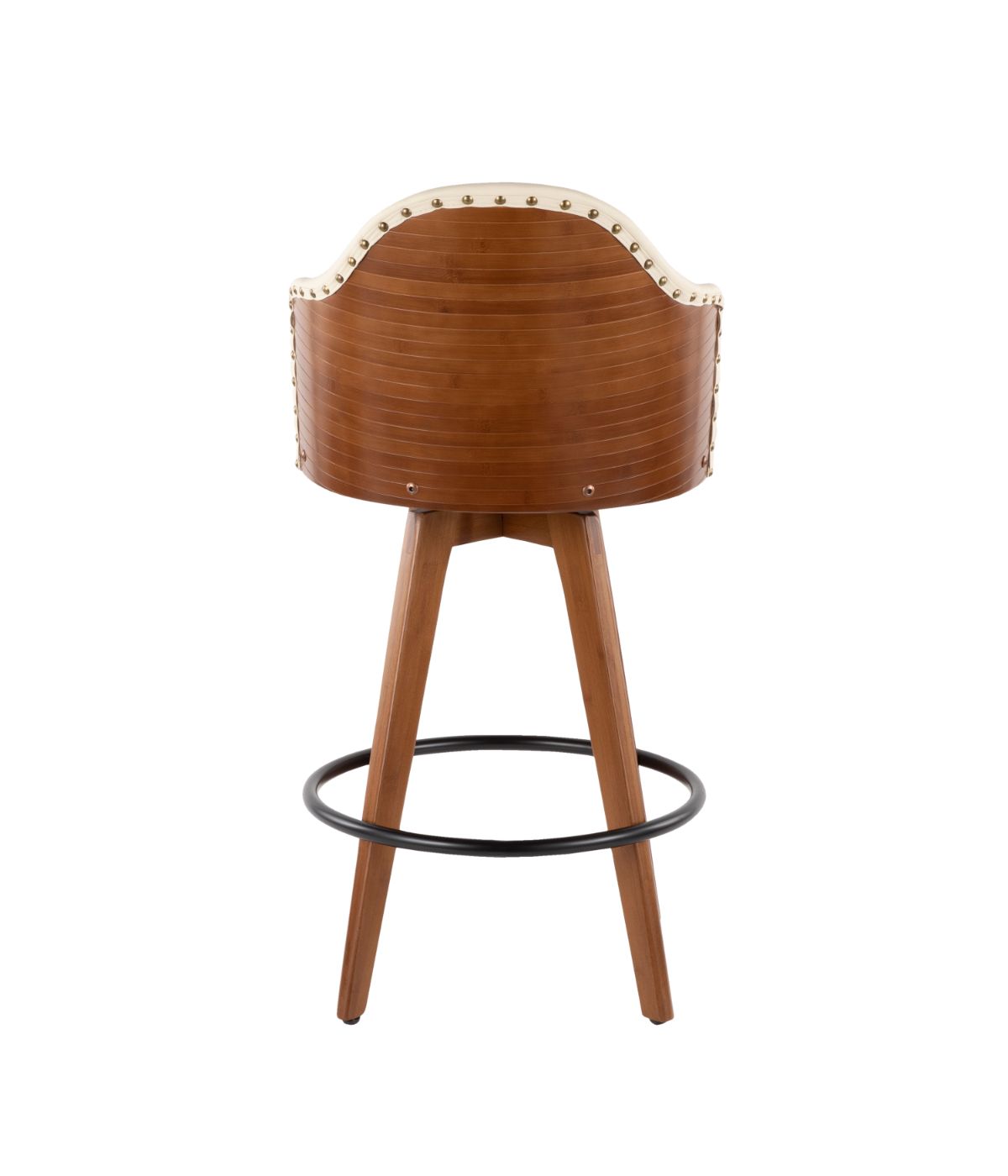 Ahoy Counter Stool Walnut, Cream, Black & Brass