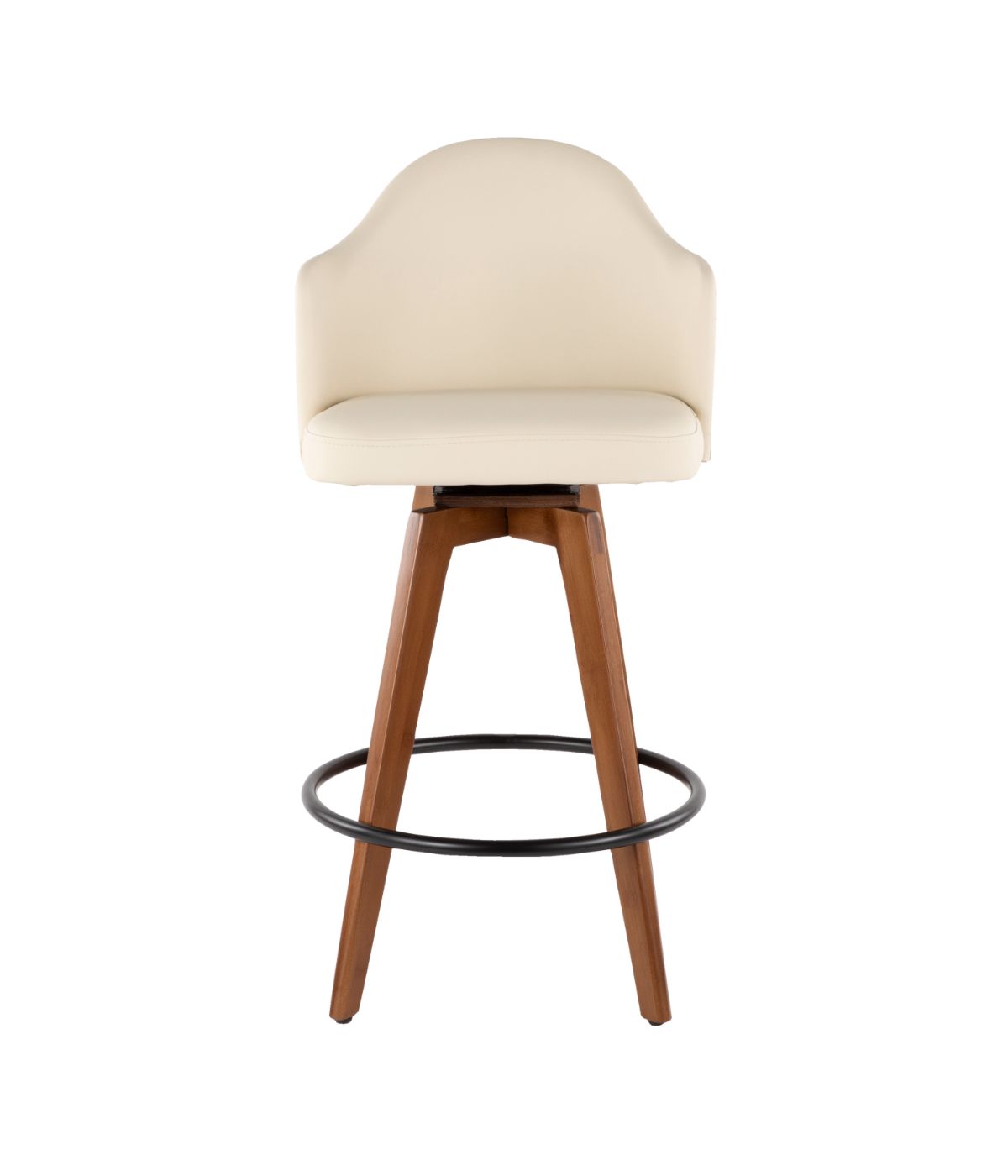  LumiSource Ahoy Counter Stool Walnut, Cream, Black & Brass - Walnut, Cream, Black & Brass - Bonton