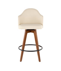 Ahoy Counter Stool Walnut, Cream, Black & Brass