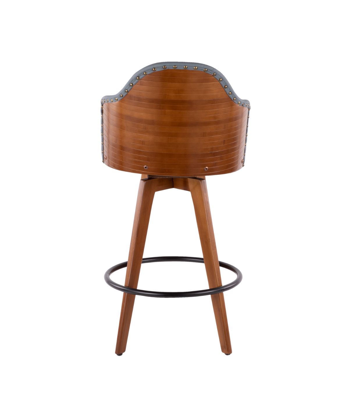  LumiSource Ahoy Counter Stool Walnut, Grey, Black & Brass - Walnut, Grey, Black & Brass - Bonton