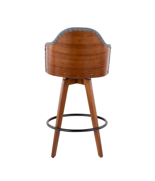 Ahoy Counter Stool Walnut, Grey, Black & Brass