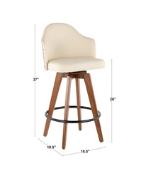 Ahoy Counter Stool Walnut, Grey, Black & Brass