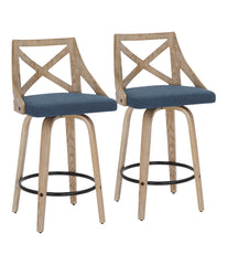 Charlotte Counter Stool - Set of 2 White Washed & Blue