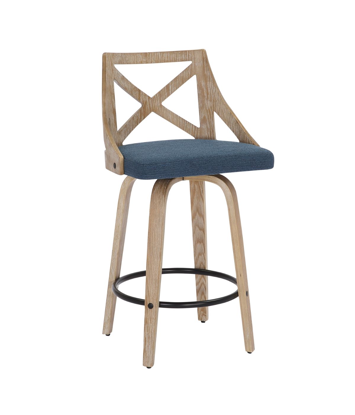 Charlotte Counter Stool - Set of 2 White Washed & Blue