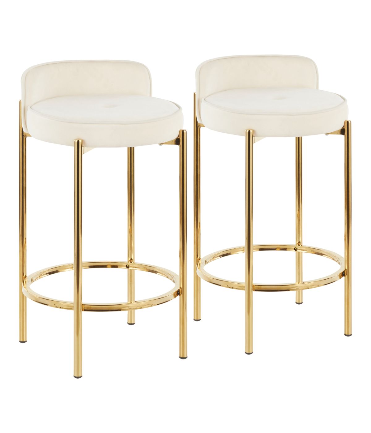 Chloe Counter Stool - Set of 2 Gold & White