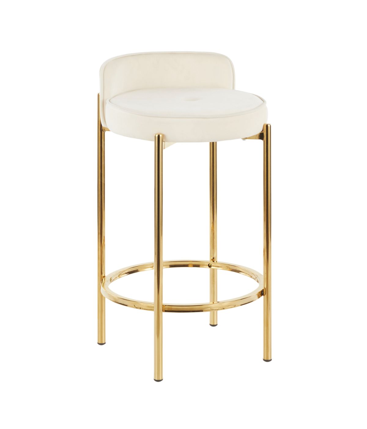 Chloe Counter Stool - Set of 2 Gold & White