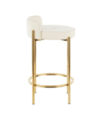 Chloe Counter Stool - Set of 2 Gold & White