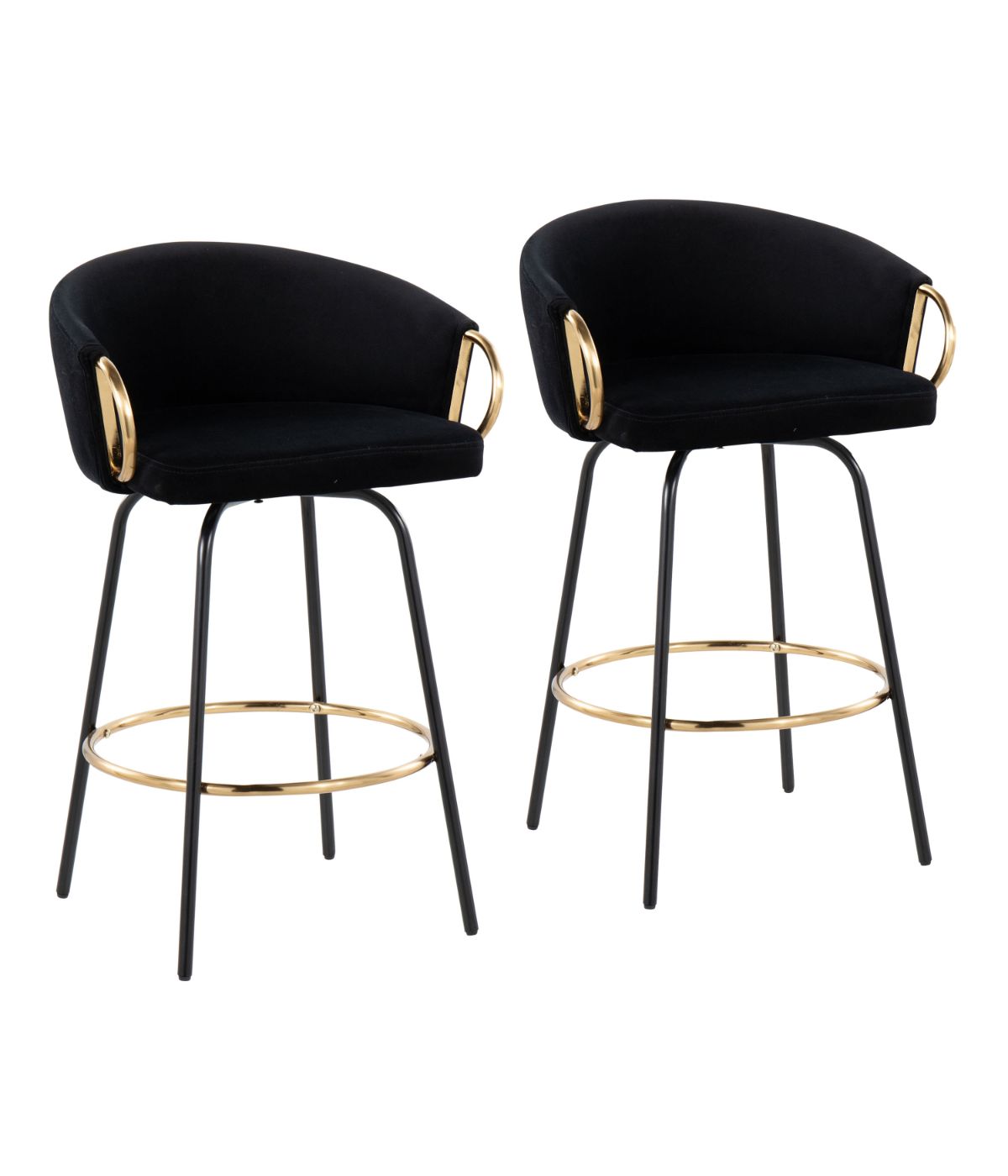  LumiSource Claire Counter Stool - Set of 2 Black, Gold & Black - Black, Gold & Black - Bonton