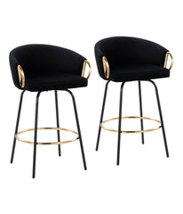 Claire Counter Stool - Set of 2 Black, Gold & Black