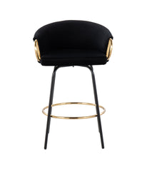 Claire Counter Stool - Set of 2 Black, Gold & Black