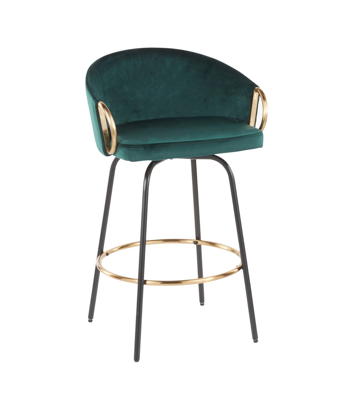  LumiSource Claire Counter Stool - Set of 2 Black, Gold & Emerald Green - Black, Gold & Emerald Green - Bonton