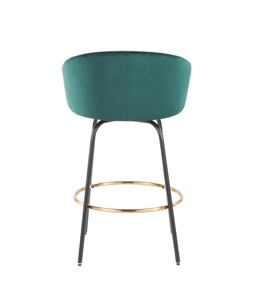 Claire Counter Stool - Set of 2 Black, Gold & Emerald Green
