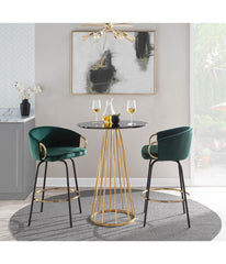 Claire Counter Stool - Set of 2 Black, Gold & Emerald Green