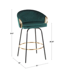 Claire Counter Stool - Set of 2 Black, Gold & Emerald Green