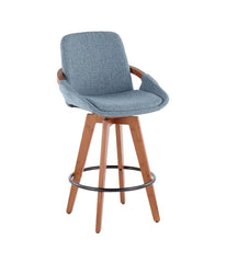 Cosmo Counter Stool Walnut, Blue & Black