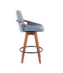 Cosmo Counter Stool Walnut, Blue & Black