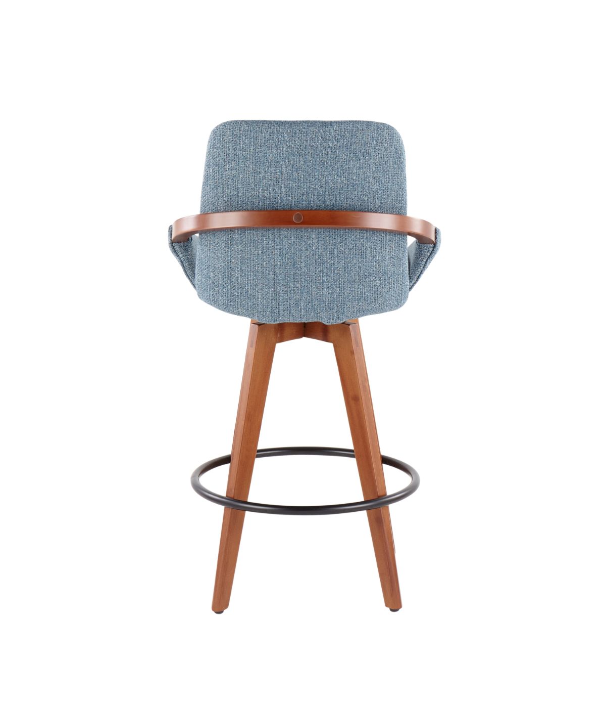  LumiSource Cosmo Counter Stool Walnut, Blue & Black - Walnut, Blue & Black - Bonton