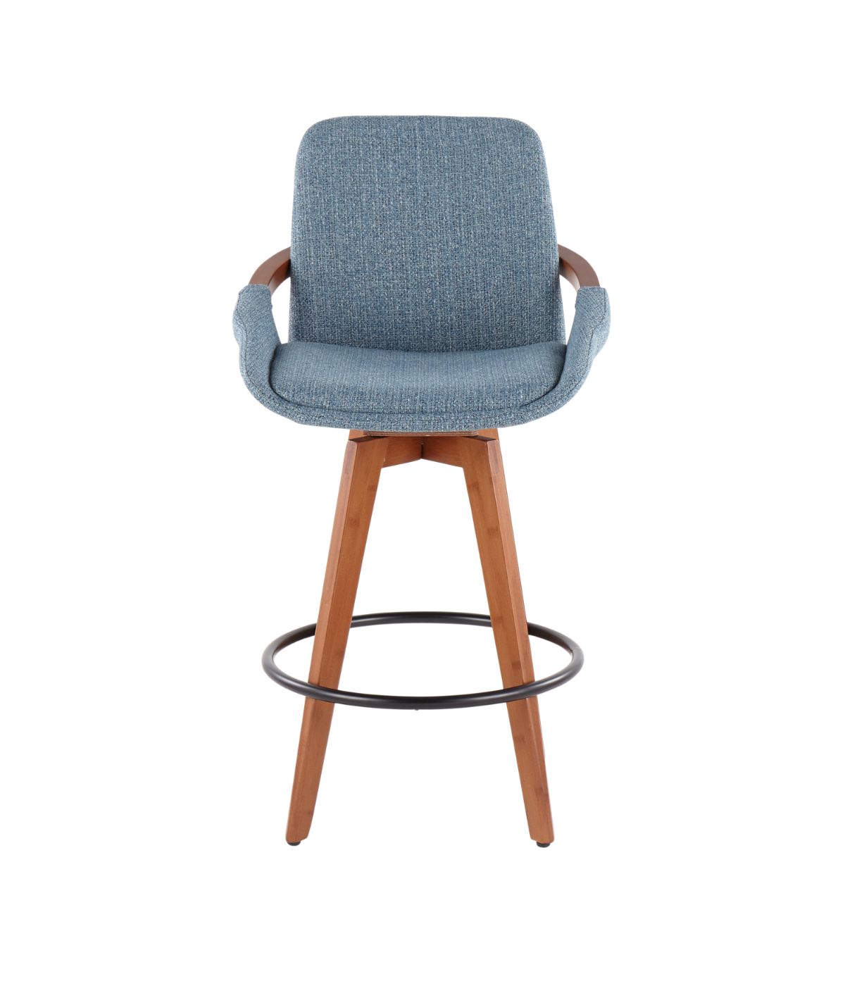  LumiSource Cosmo Counter Stool Walnut, Blue & Black - Walnut, Blue & Black - Bonton