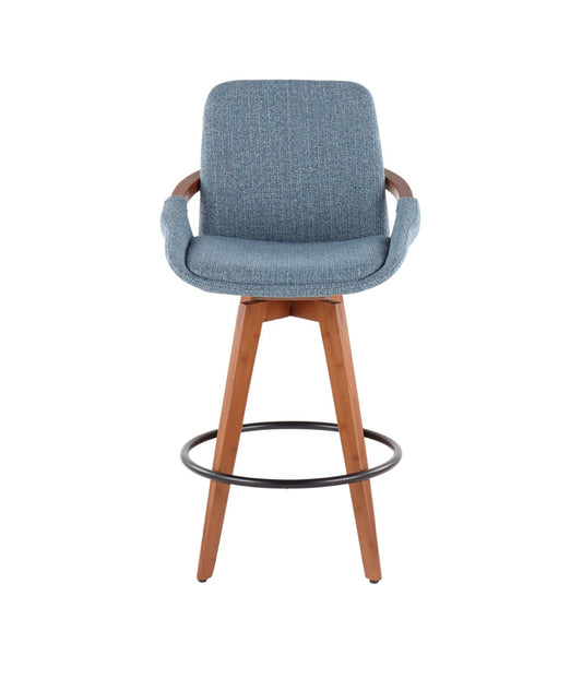 Cosmo Counter Stool Walnut, Blue & Black