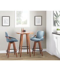 Cosmo Counter Stool Walnut, Blue & Black